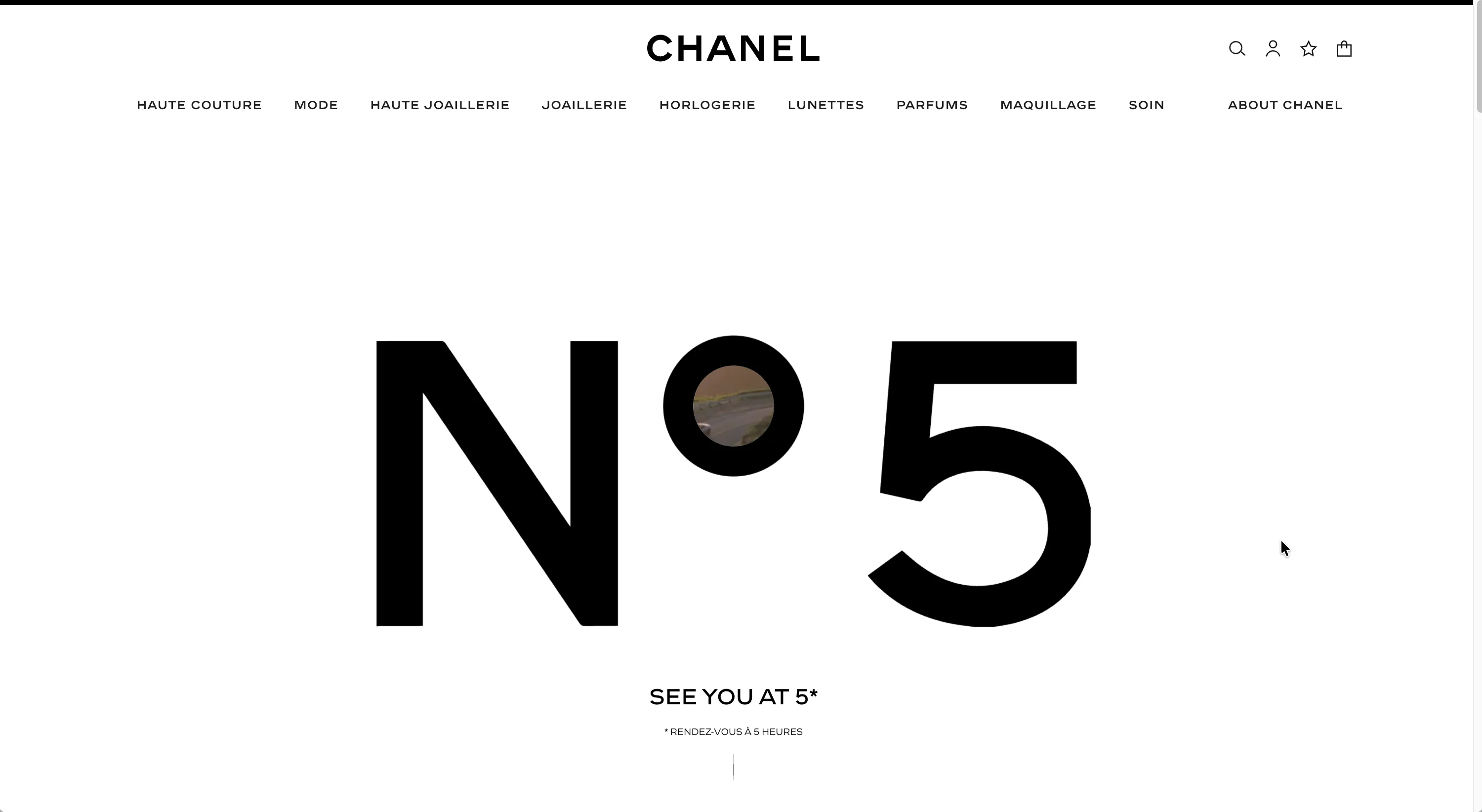 Chanel N°5 — campagne landing page